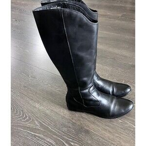 Born Knee High Boots Black Leather Side Zip Riding Boot Womens Size 7